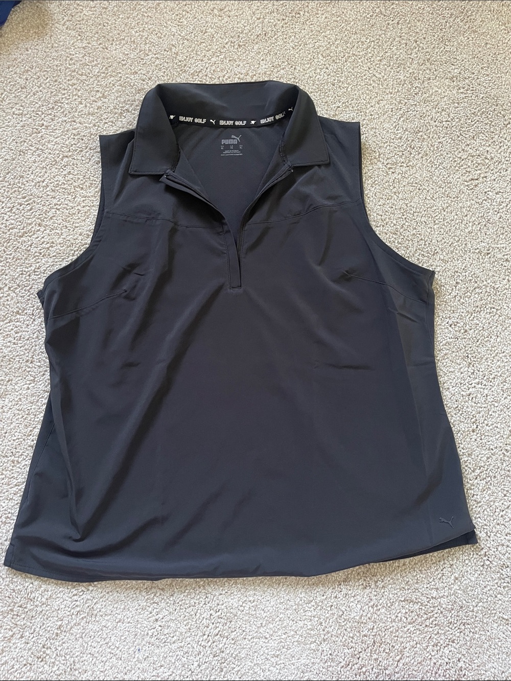 Puma Black Sleeveless Quarter-Zip Polo